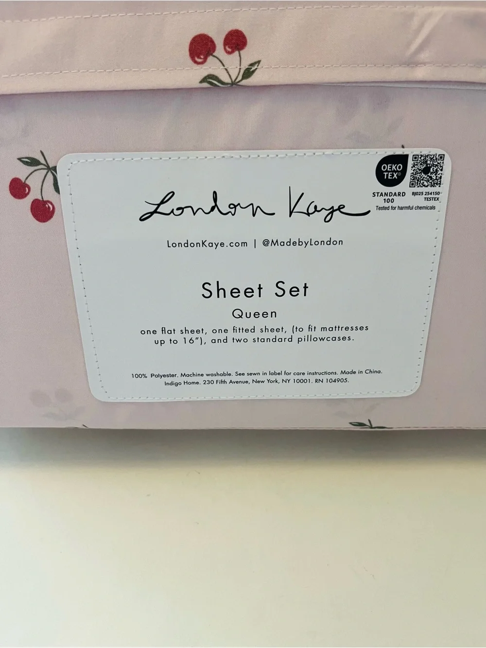 Stay Spooky & London Kaye Lot of 2 Queen Sheet Sets Embroidered Ghosts Cherries